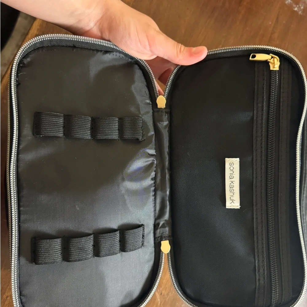 Black Cosmetic Bag with Gold Zipper